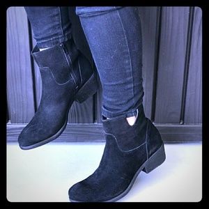 Black Genuine Suede Western Style Boots